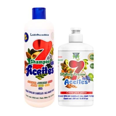 7 Oils Shampoo (32oz)+Hair cream(250ml) for all hair types- Haircare/styling-(Labs Incredible)-Hydrates/detangles/growth