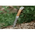 thumbnail image 1 of 7" Olive Wood Engraved Steel Clips Back Lock Handmade Damascus Steel Pocket Knife, 1 of 10