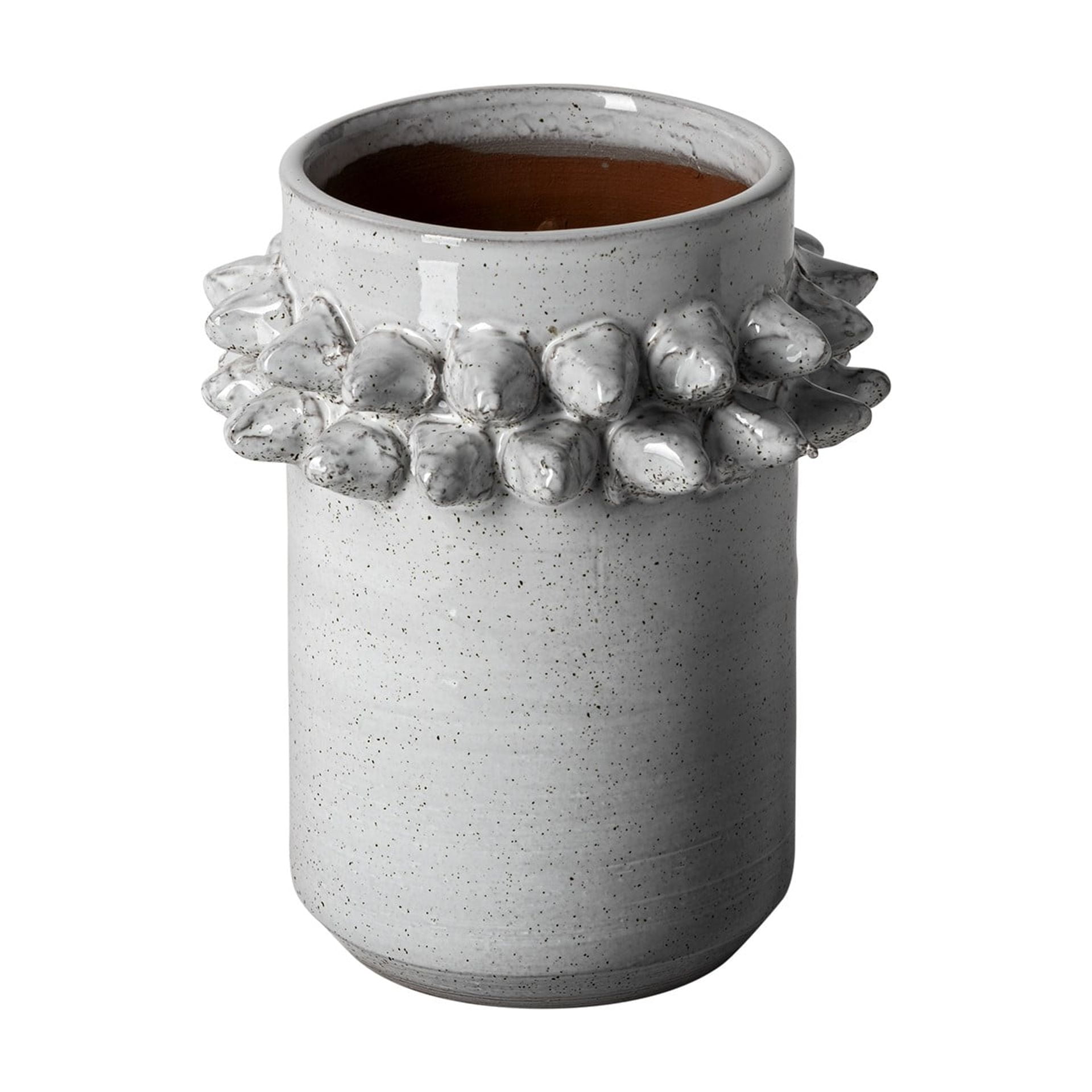 7" Whitewash Ceramic Vase with 3D Spikes
