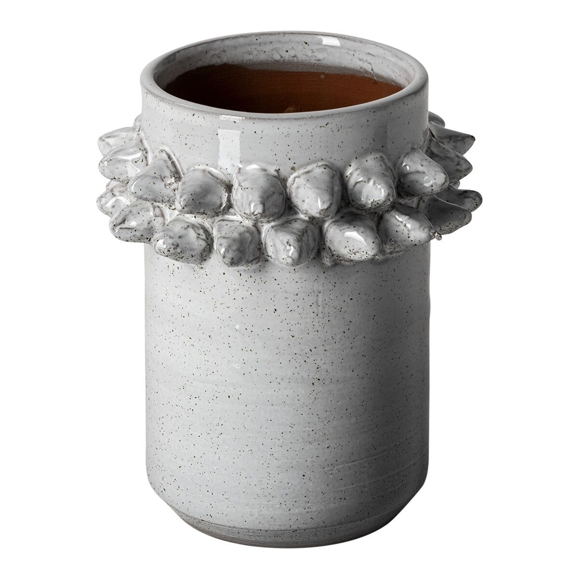 7" Whitewash Ceramic Vase with 3D Spikes
