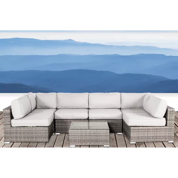 7 Outdoor With Cushions - Handwoven , Rustproof Aluminum Frame, Protected Patio Sectional