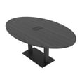thumbnail image 1 of 7' Oval Conference Room Table With Square Metal Base Power And Data, 1 of 7