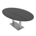 thumbnail image 1 of 7' Oval Conference Room Table With Square Metal Base Power And Data, 1 of 5