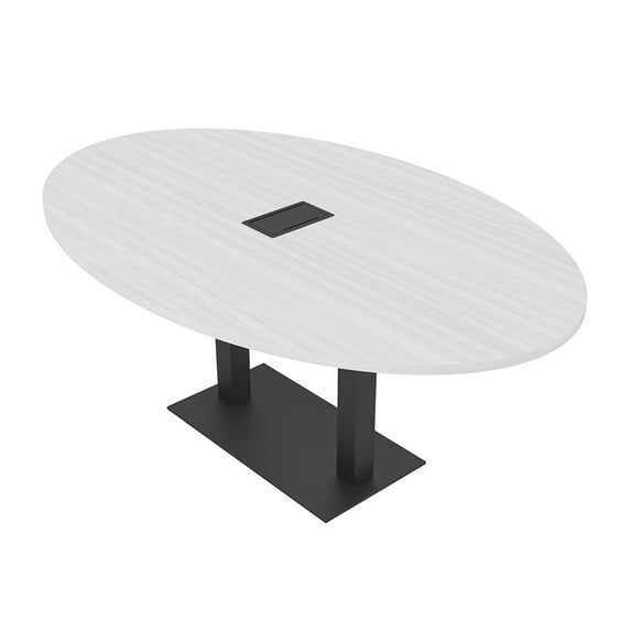 4 Person Oval Conference Table Metal Base Data And Electric Module