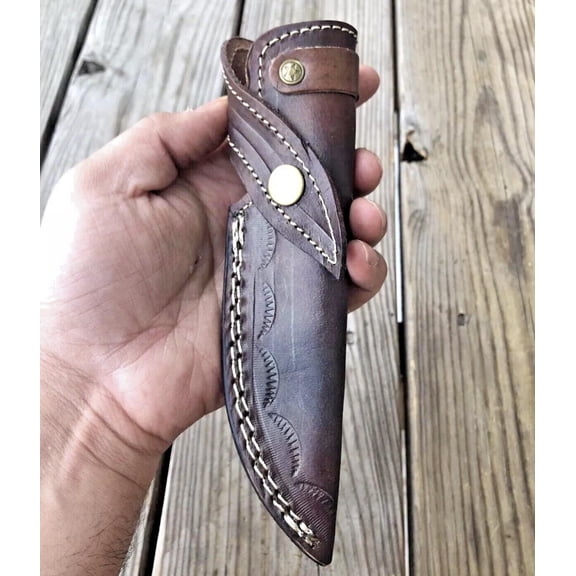 7 " Overall Handmade Leather Fixed Blade Knife Sheath for Belt, 4 inch BladeLength, 1.15 inch Width Vertical Carry Holster Knife Case