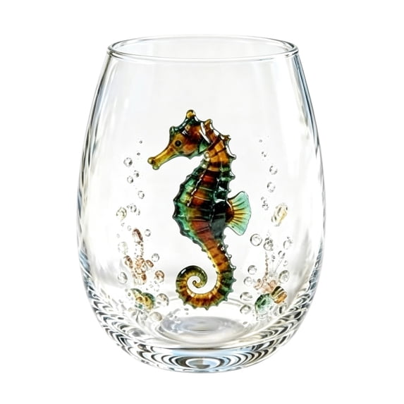 7 Oz Artisanal Blue Ringed Octopus Glassware,Marine Animal Pattern Wine Glass,Handcrafted Barware for Coastal Decor,Home Bar,Ocean Lovers Gift