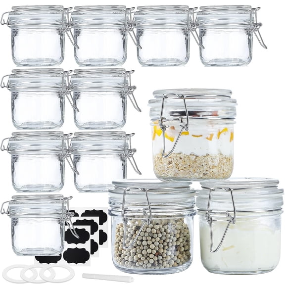 7 Oz Glass Jars With Airtight Lids 12 Pcs Small Mason Jars With Hinged Lids For