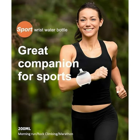 7 Oz Portable Water Bottle,Adjustable Wrist Water Bottle Leakproof,Outdoor Running Wrist Water Bottle, for Cycling Etc A,1 x Sport Water Bottle,White