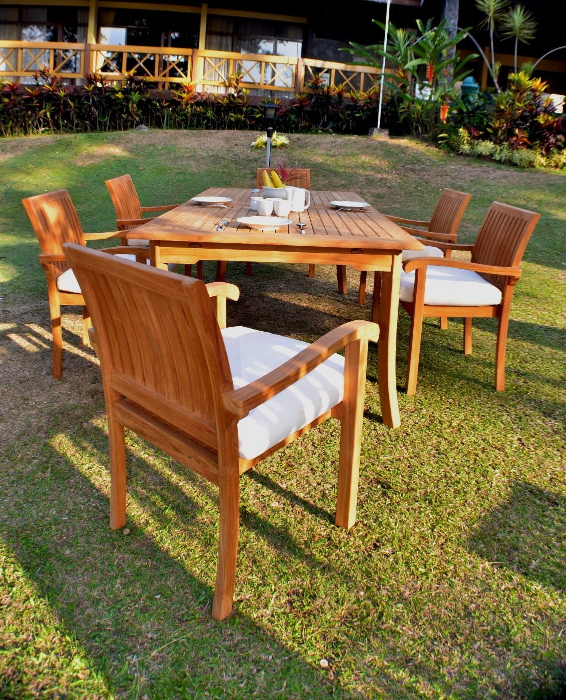 7 PC A Grade Outdoor Patio Teak Dining Set - 117" Double Extension ...