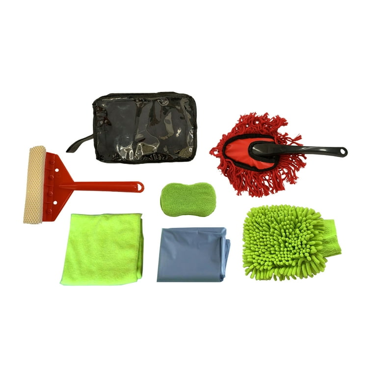 7-PC Car Cleaning Set From American Builder Includes Windscreen Cover, Car  Washing Cloth, Microfibre Sponge, Window Squeegee, Microfibre Dust Mitt
