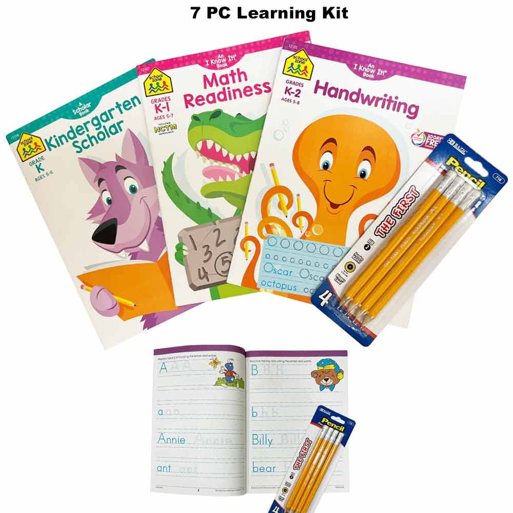 7 PC Learning Activity Books Kids Homeschool Readiness Kindergarten
