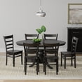 thumbnail image 1 of 7-PC - Oval Butterfly Leaf Dining Table + Slat Back Dining Chairs Dining Set in Black, 1 of 10