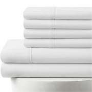 7-PC Split King Egyptian 800-TC Cotton Sheet Set - 18" Deep Pockets with 1 Fitted Sheet, 1 Oversized Flat Sheet 4 Pillowcases - White