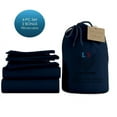 thumbnail image 1 of 7-PC Split King Organic 800-TC Cotton Sheet Set - 18" Deep Pockets with 4 Pillowcases - Navy Blue, 1 of 7