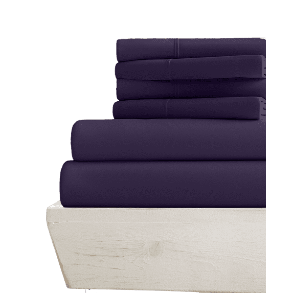 7-PC Split King Sheet Set for Adjustable Bed - (Extra Pillowcases) 700-Thread-Count 100% Egyptian Cotton, Sateen Weave - Long Staple 700TC Cotton, 18-Inches Deep Pockets - Plum