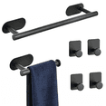 thumbnail image 1 of 6 PCS Bathroom Hardware Set, Matte Black Stainless Steel Bathroom Tower Rack Set Includes Towel Bar, Toilet Towel Paper Holder, 4 Robe Towel Hooks for Bathroom, Kitchen, Washroom Wall, 1 of 6