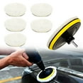 thumbnail image 1 of 7 PCS Car Polisher Buffer Drill Polishing Pad Set,4.92" Imitation Wool Fiber Polishing Waxing Pad,Universal M14 Drill Bit Adapter,Product Compatible with Many Types of Vehicles (White), 1 of 6