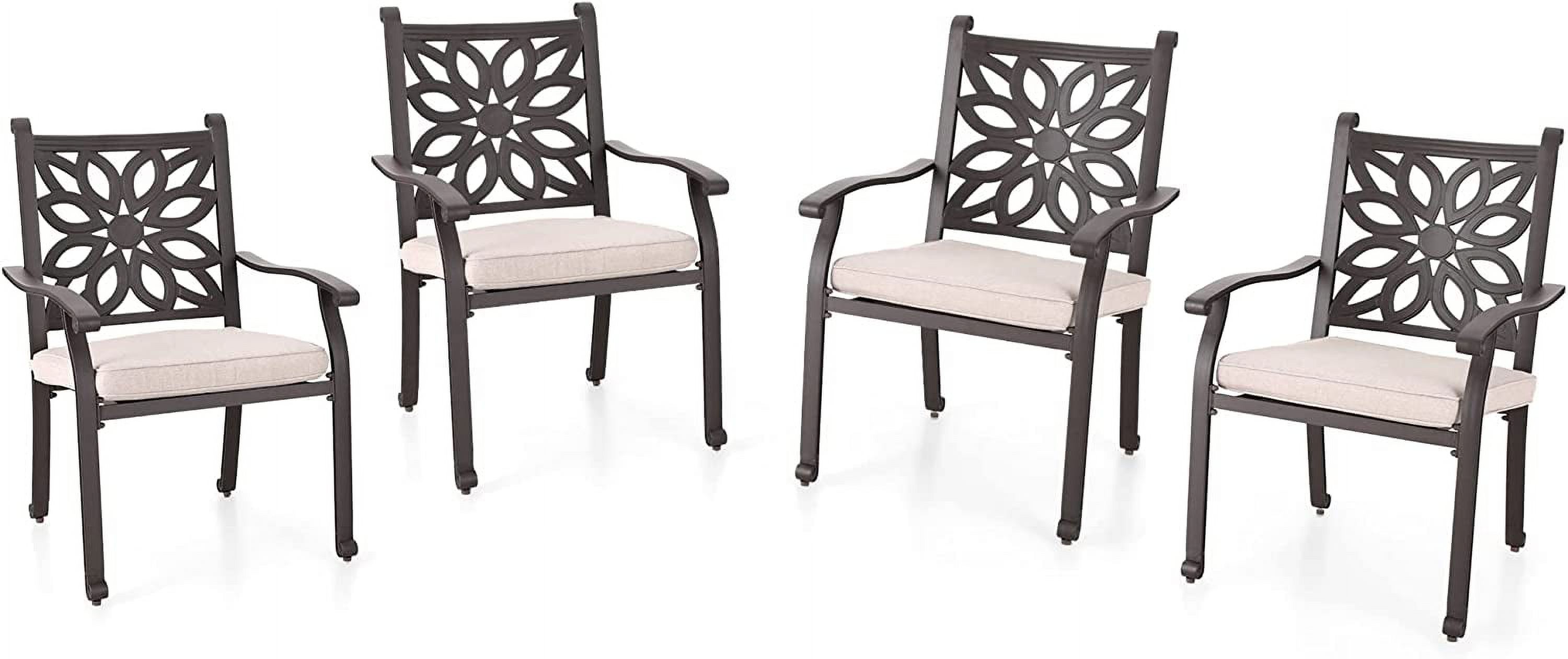 7 PCS Cast Aluminum Retro Design Patio Dining Set with 6 Swivel & Rock