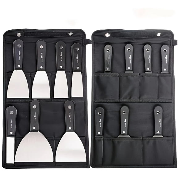 7 PCS Drywall Paint Scraper Tools with Storage Bag,Spackle Drywall Putty Knife Set,Stainless Steel Spackling Taping Knife Tool for Repairing,Removing Wallpaper,Applying Putty,Mud, Plaster Scraping