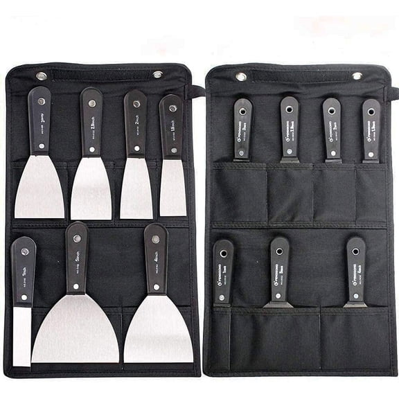 7 PCS Drywall Paint Scraper Tools with Storage Bag,Spackle Drywall Putty Knife Set,Stainless Steel Spackling Taping Knife Tool for Repairing,Removing Wallpaper,Applying Putty,Mud, Plaster Scraping
