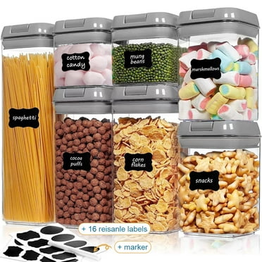 7 PCS Food Storage Containers With Lids, BPA Free Kitchen  Airtight Storage Containers for Spaghetti, Pasta, Dry Food,Flour and Sugar, Plastic Canisters for Pantry Organization and Storage