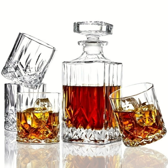 7 PCS Glass Whiskey Decanter & Whiskey Glasses Set, Wine Decanter With 6 Double Old Fashioned Glasses, 100% Lead Free Whiskey Glassware