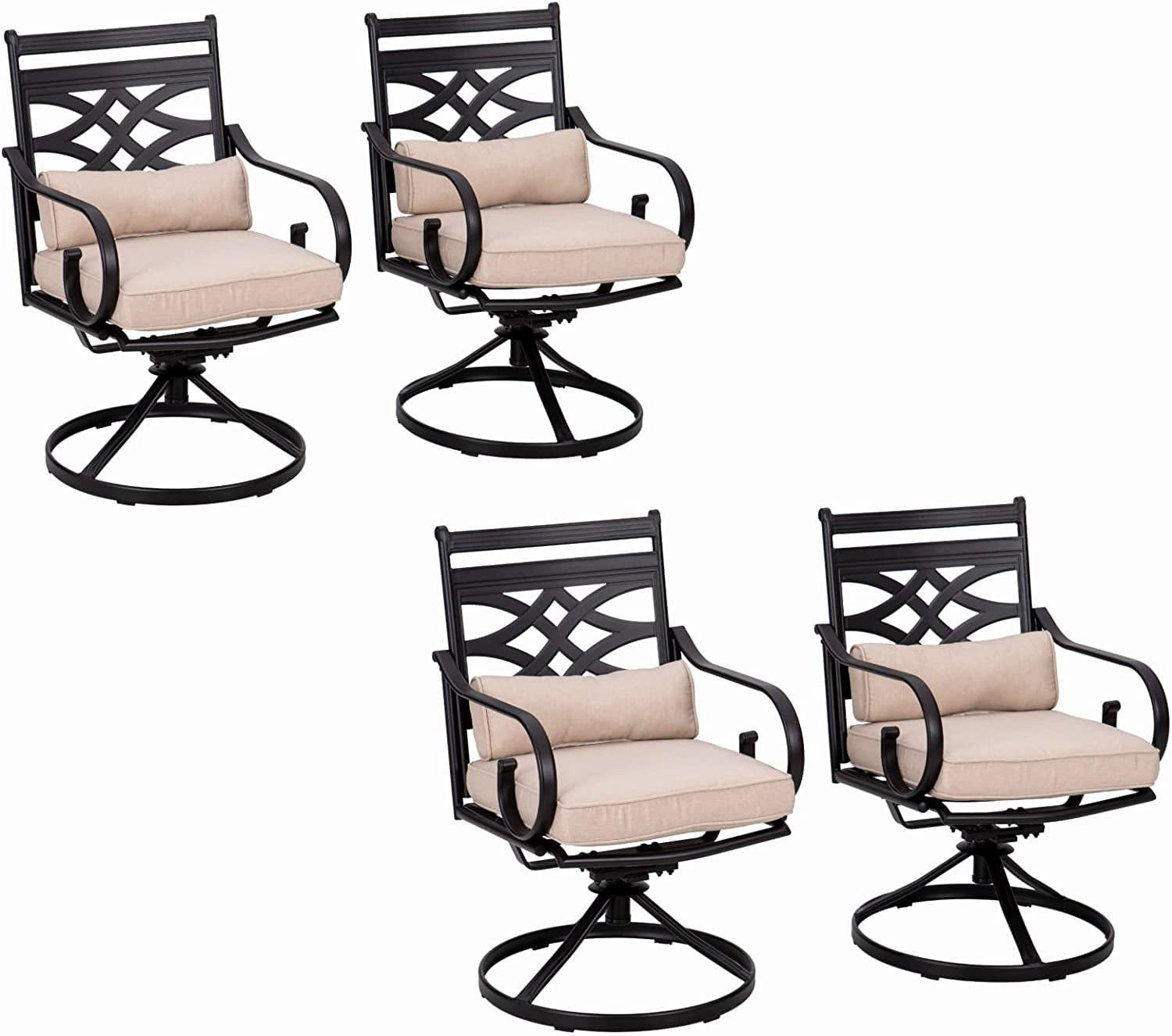 7 PCS Heavy Duty Metal Patio Dining Sets with 6 Swivel Chairs (Cushion