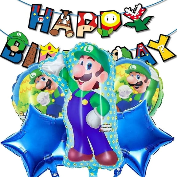 7 PCS Lui Balloon Mari Balloon Game theme Birthday Party Balloon Birthday Banner
