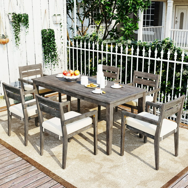 Weathered gray outdoor dining table sale