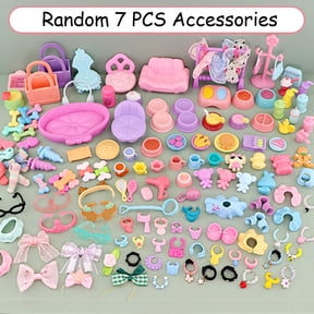 7 PCS Random Accessories Set for lps Mini Pets Figures,Randomly Miniacture Jacket Collar Glasses Bow Food Drink and More Accessorie