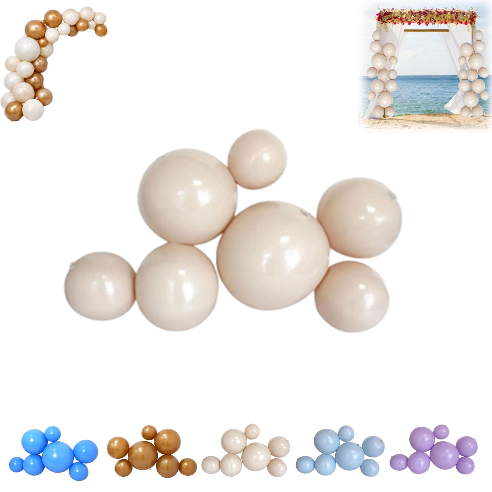 7 PCS Reusable Inflatable Balloon Garland Arch Kit, Linked Pvc Balloons with Elastic Bands & Leak-proof Nozzle, Party Decoration for Birthdays, Weddings & Valentine's Day