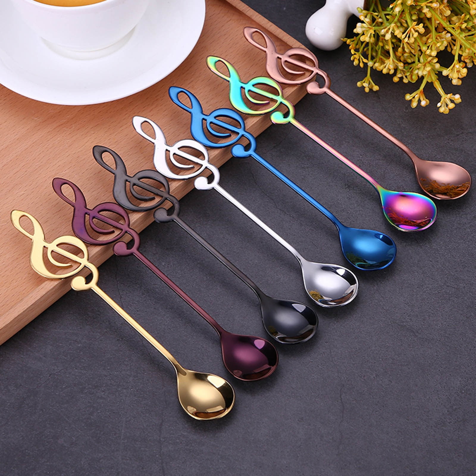 7 PCS Spoons Music Note Teaspoon Set Stainless Steel Musical Notation ...