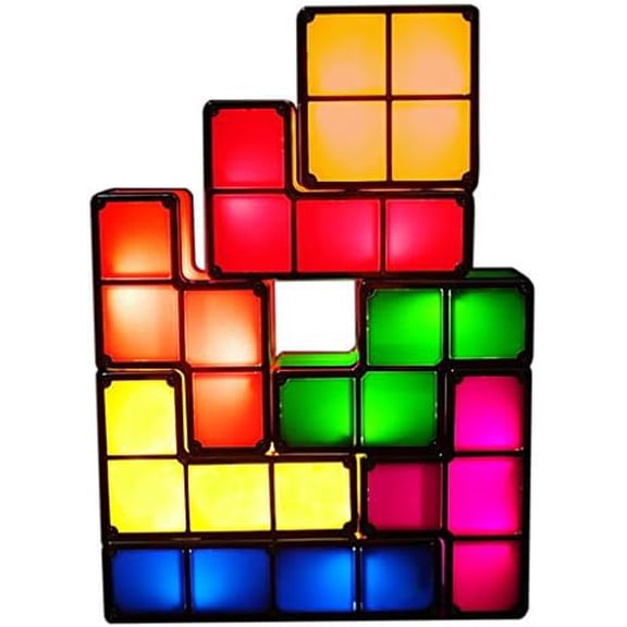 7 PCS Stackable Night Light 3D Puzzles Toy 7 Colors Magic Blocks Induction Interlocking LED Novelty Desk Lamp Lighting DIY for Teens and Adults Home Deco Great Gift for Birthday