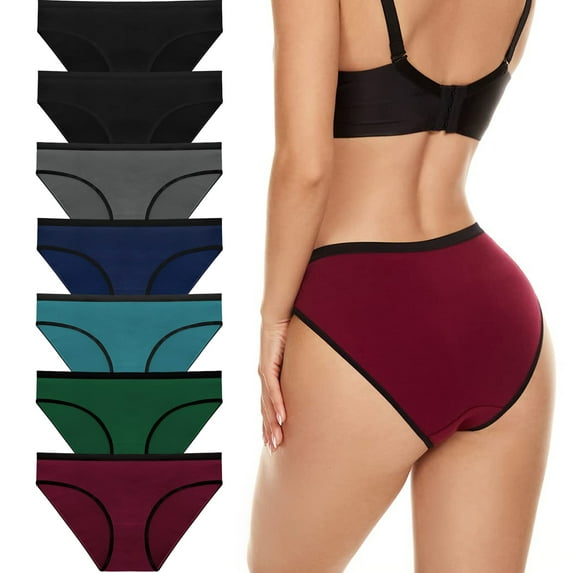 7 PCS Women's Cotton Brief Underwear, Hipster Girls Panties Low Waist Briefs