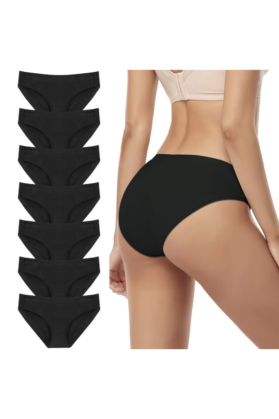 7 PCS Women's Cotton Brief Underwear, Hipster Girls Panties Low Waist Briefs