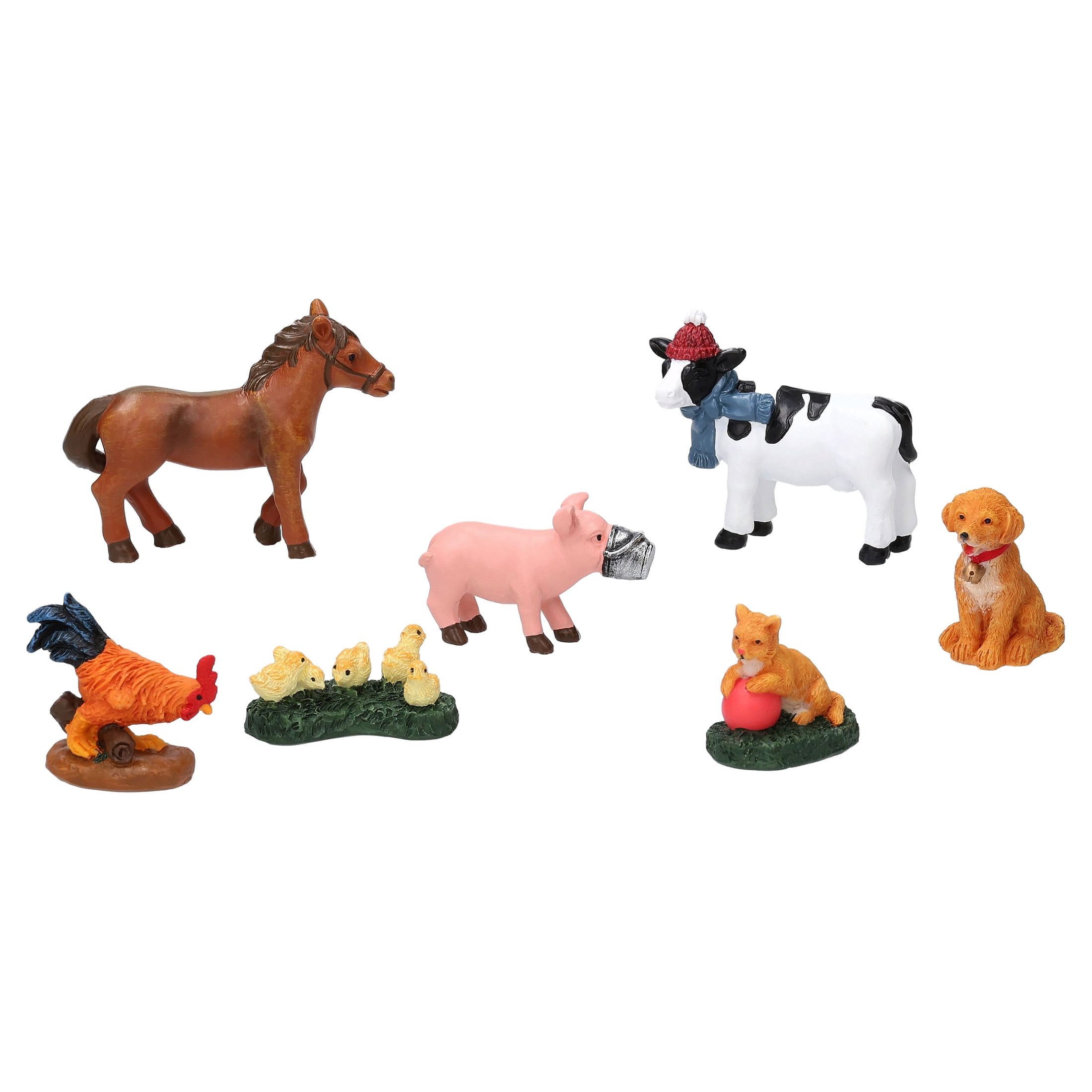 7-Piece Barnyard Animal Christmas Village Decorative Figurines, Multicolor, by Holiday Time
