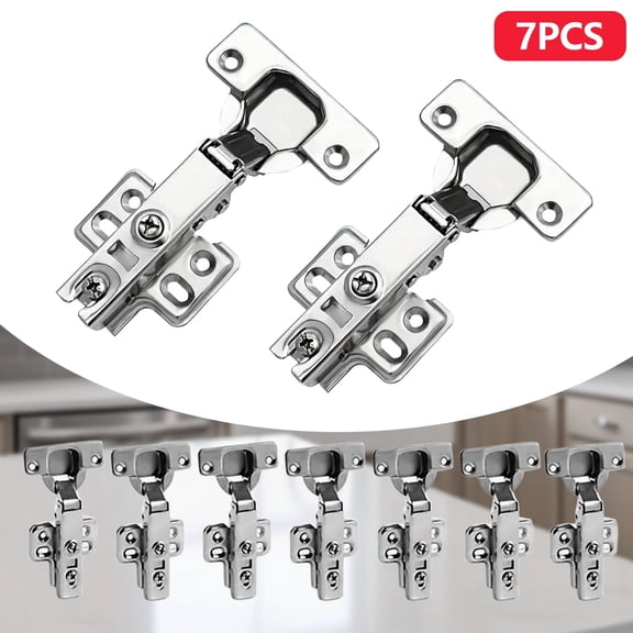 7 Pack 1/2 inch Overlay Cabinet Hinges Stainless Steel,Soft Close Hidden Door Hinge for Corner Kitchen Cabinet Hardware,Cupboard Folded and Folden Door