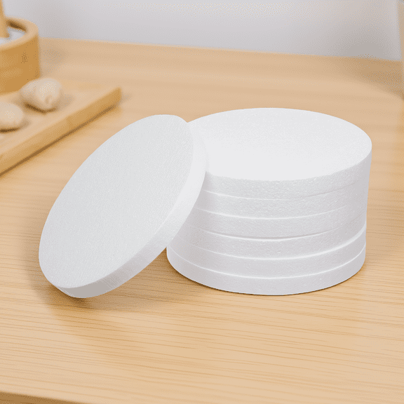 7 Pack 10 Inch Round Foam Circles, 1 Inch Thick Polystyrene Discs for Modeling Sculpting DIY Projects, White