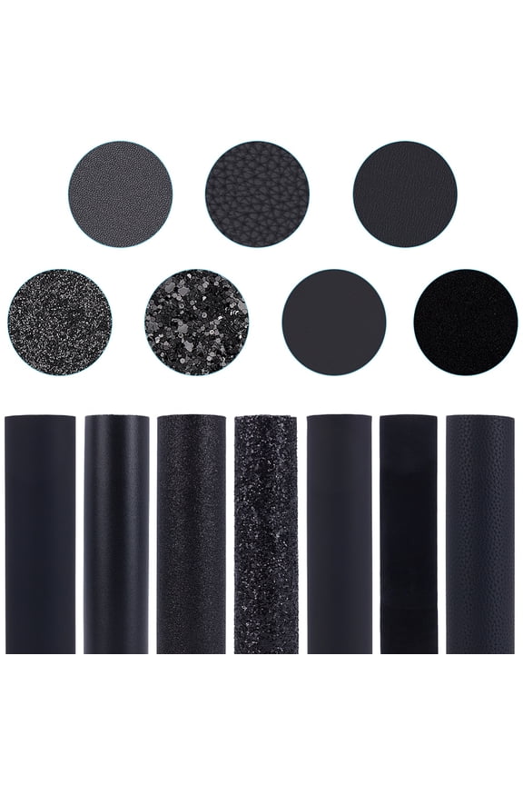 7 Pack 12.99 x 7.87 Inch Glitter Mixed Chunky PU Leather Sheets for Earring 7 Styles Metallic Solid Shiny Vinyl Fabric Roll