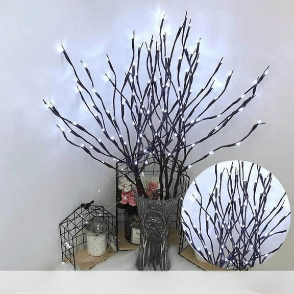 7 Pack 27.6 Inches Decorative LED Lighted Branch Lights Battery Operated Artificial LED Twig Branches Decoration for Home Room Decor Christmas Vase