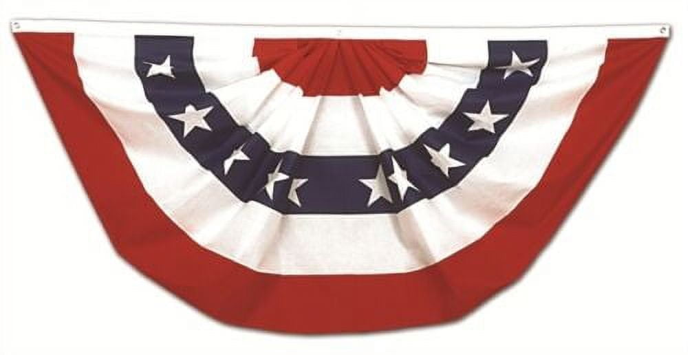 (7 Pack) 3x6 USA American Pleated Super-Poly Printed 2ply Flag Bunting Fan