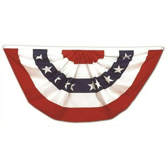 (7 Pack) 3x6 USA American Pleated Super-Poly Printed 2ply Flag Bunting Fan