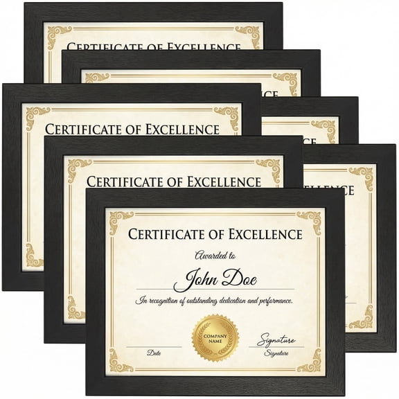 7 Pack 8.5x11 Picture Frame for Wall Mount and Tabletop Display