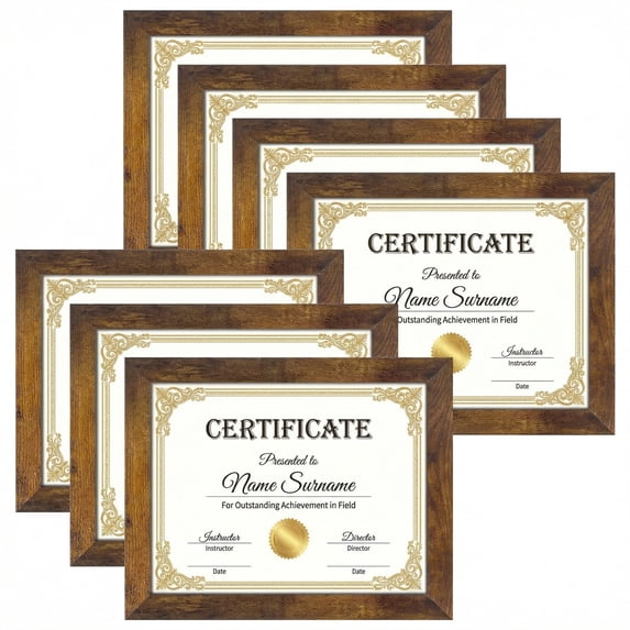 7 Pack 8.5x11 Picture Frames for Home Decor, Brown