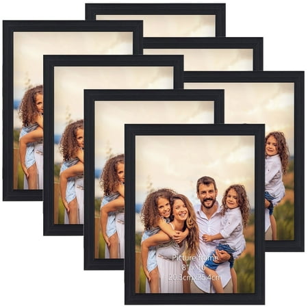 MEBRUDY 7 Pack 8x10 Picture Frames, Black Photo Frame Set for Wall Mounting or TableTop Display