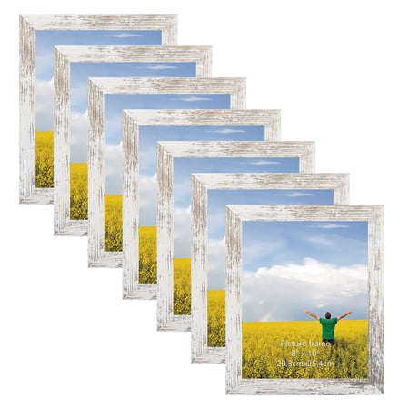 7 Pack 8x10 Picture Frames, White 8 by 10 Photo Frame for Wall Hanging and Desktop Display