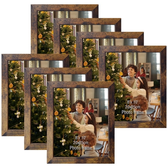 7-Pack 8x10 Rustic Brown Picture Frames for Wall or Tabletop Display