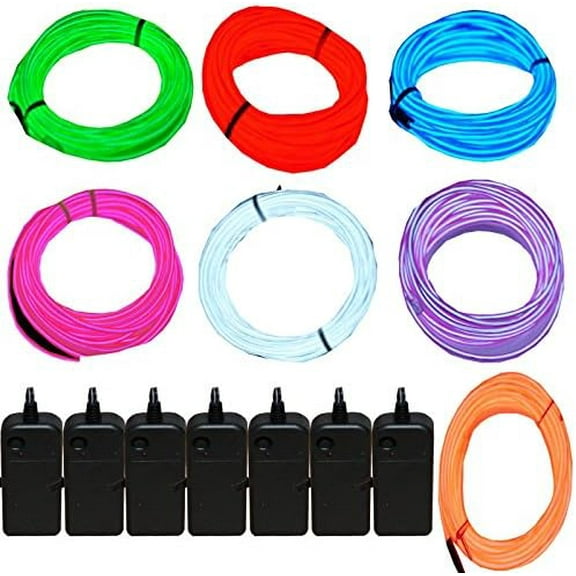 7 Pack 9ft Neon Light El Wire w/Battery Pack (Green, Blue, Red, Orange, Purple, White, Pink)$$