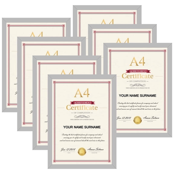 7-Pack A4 Silver Photo Frames for Wall or Tabletop