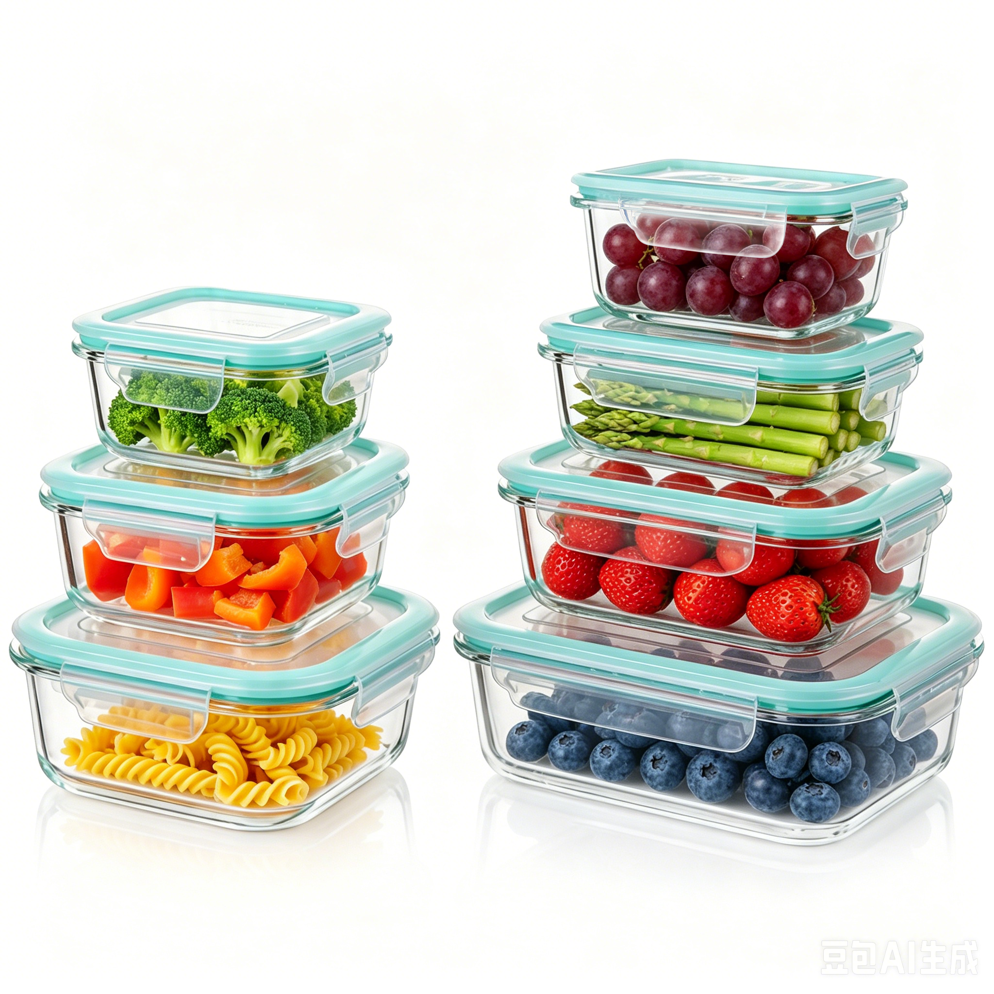 7 Pack Airtight Glass Food Storage Containers with Lids for Meal Prep,Glass Tupperware Lunch Box, Microwave/Oven/Freezer/Dishwasher Safe Bento Box